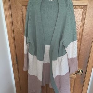 Color block long cardigan
